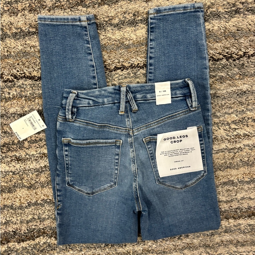 Good American Good Legs Crop Skinny Jeans Sz 0/25 NWT | Good American Skinny - - Picture 13 of 13